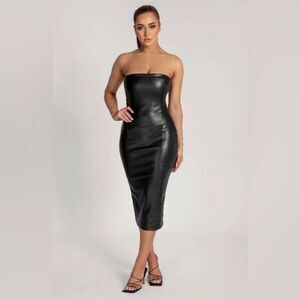 7 FOR ALL MANKIND FAUX LEATHER MIDI DRESS